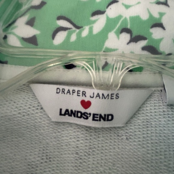 Lands End x Draper James Girls M Cotton Blend Green Navy Floral Pullover Pockets - Picture 3 of 5